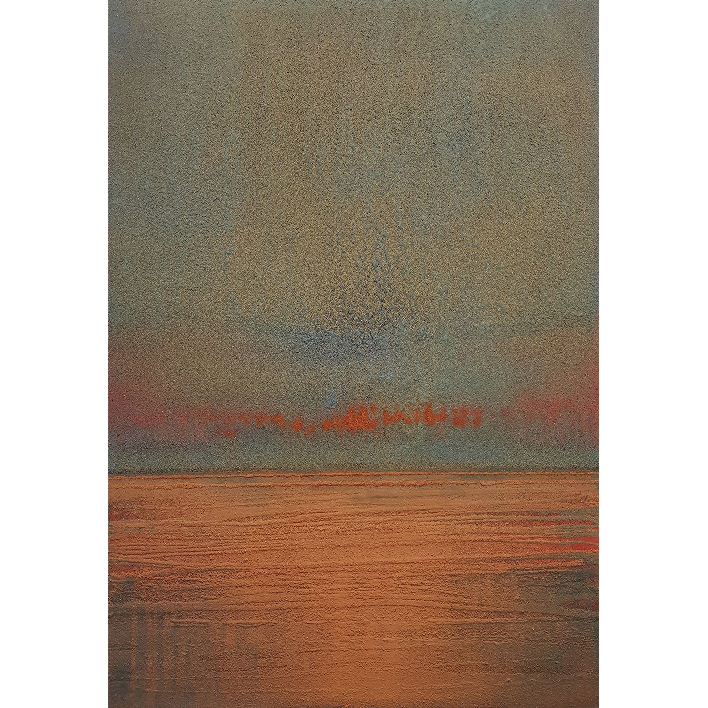 Amanecer rojo, 2020, 70x100, acrílico, arena volcánica sobre lienzo